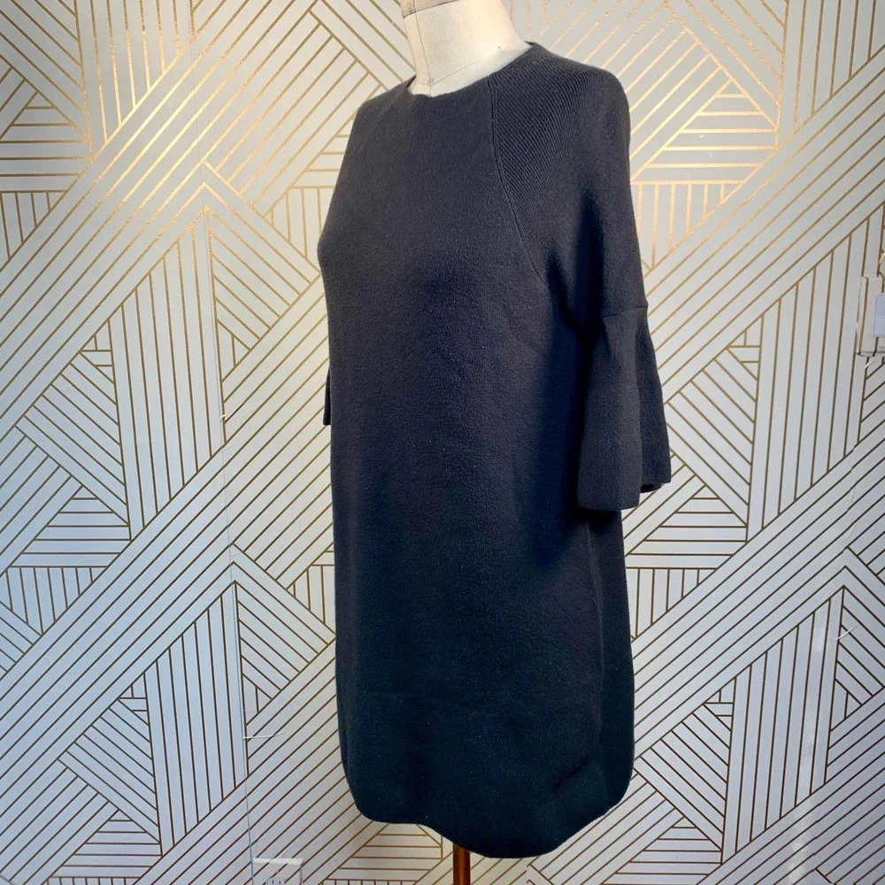 Anthropologie Moth Chester Sweater Tunic Dress Bell Sleeve Black Size‎ Small - Picture 4 of 9